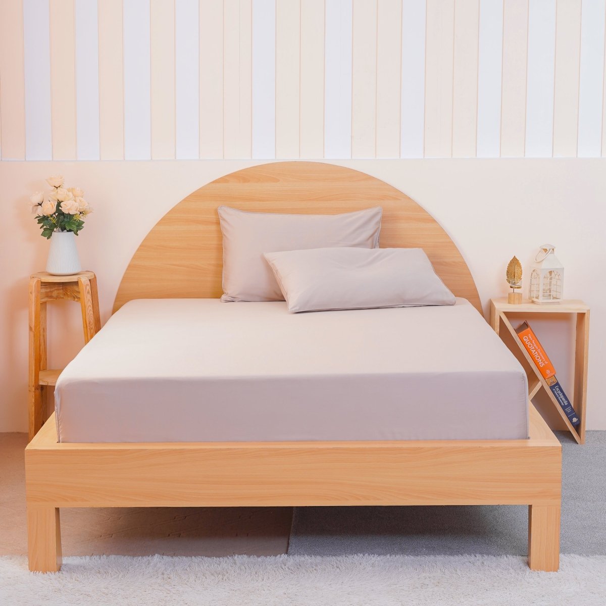 Ackly Bamboo - Beige Fitted Sheet - SHEET STORY - 5