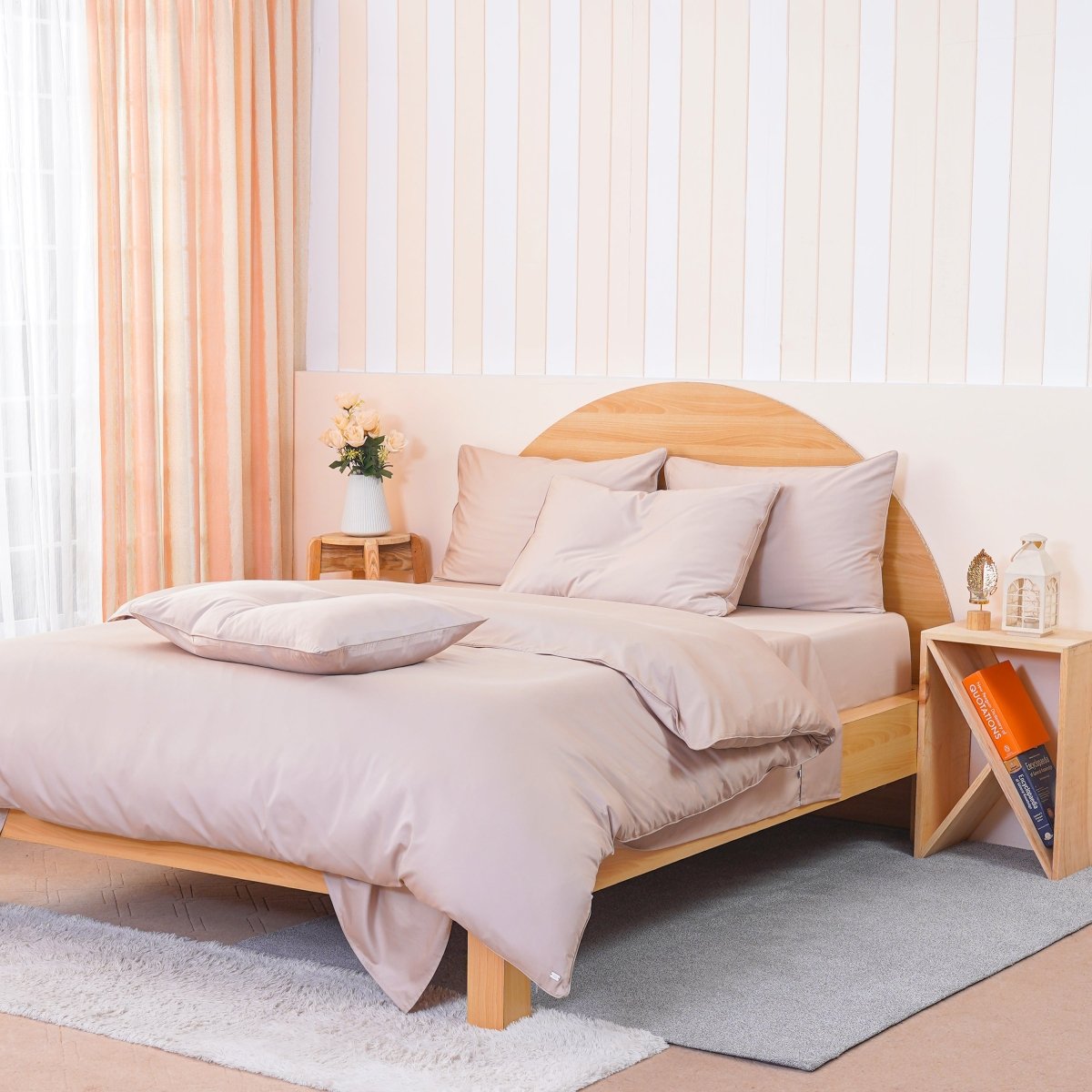 Ackly Bamboo - Beige Fitted Sheet - SHEET STORY - 7