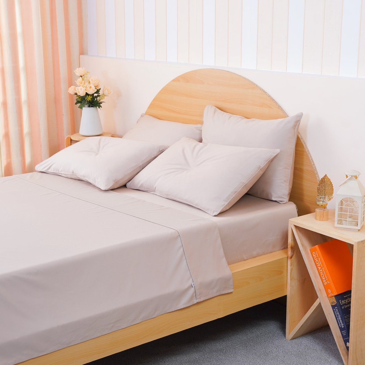 Ackly Bamboo - Beige Fitted Sheet - SHEET STORY - 4
