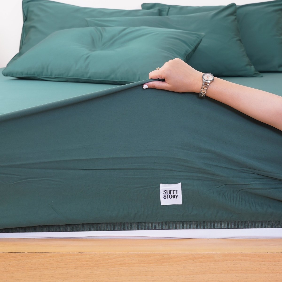 Ackly Bamboo - Royal Green Fitted Sheet - SHEET STORY - 5