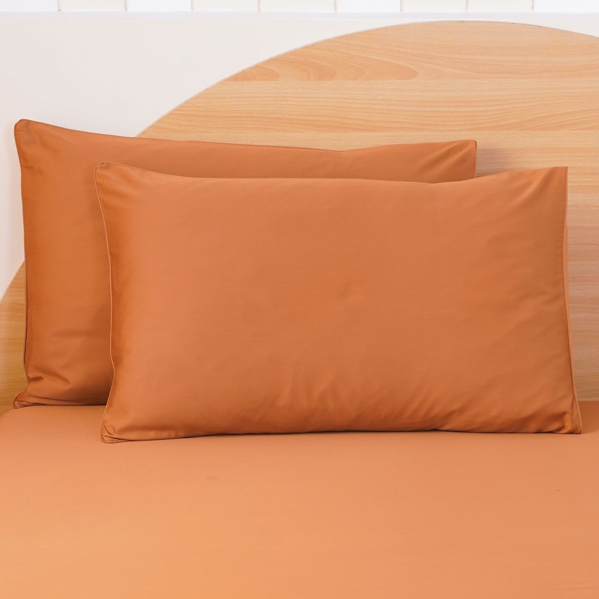 Ackly Bamboo - Terracotta Orange Pillowcases Pair - SHEET STORY - 6