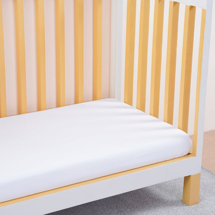 Ackly Bamboo - White Cot Bed Size Fitted Sheet - SHEET STORY - 1