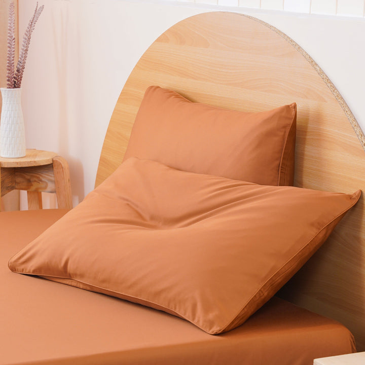 Ackly Bamboo - Terracotta Orange Pillowcases Pair - SHEET STORY - 1