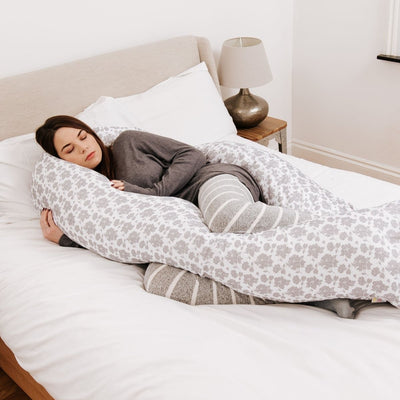 12 Ft Maternity Pillow Case - Grey Floral - SHEET STORY - 1