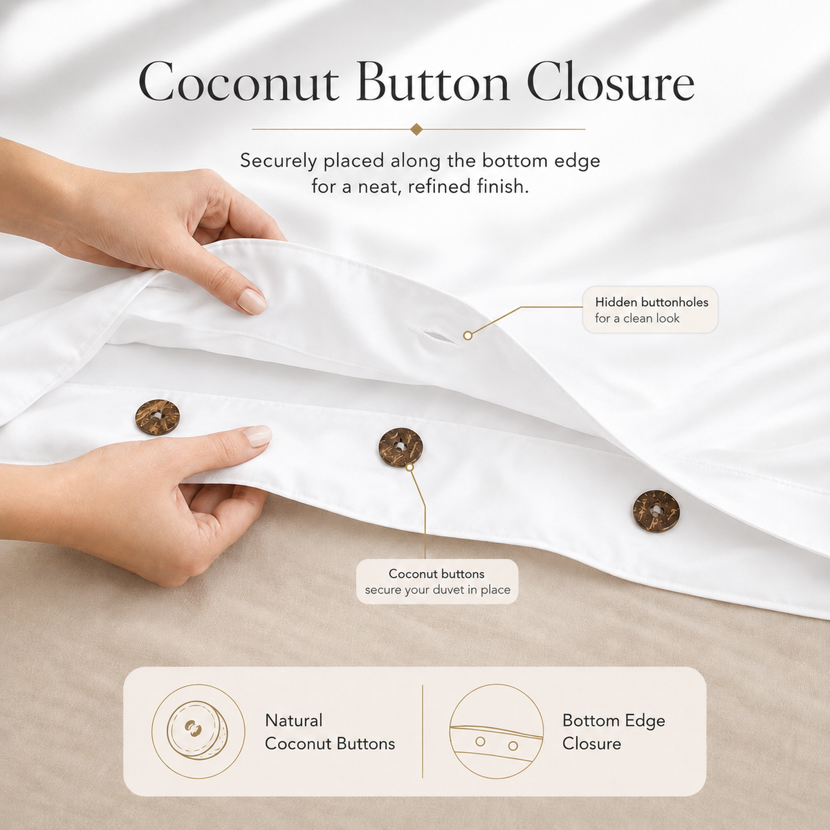 Ackly Bamboo - White Duvet Cover, Fitted Sheet & Pillowcases Set