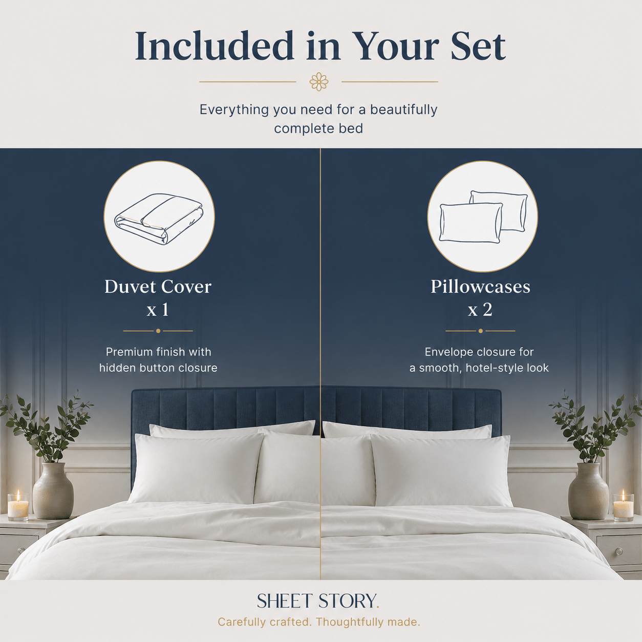Ackly Bamboo - White Duvet Cover & Pillowcases Set