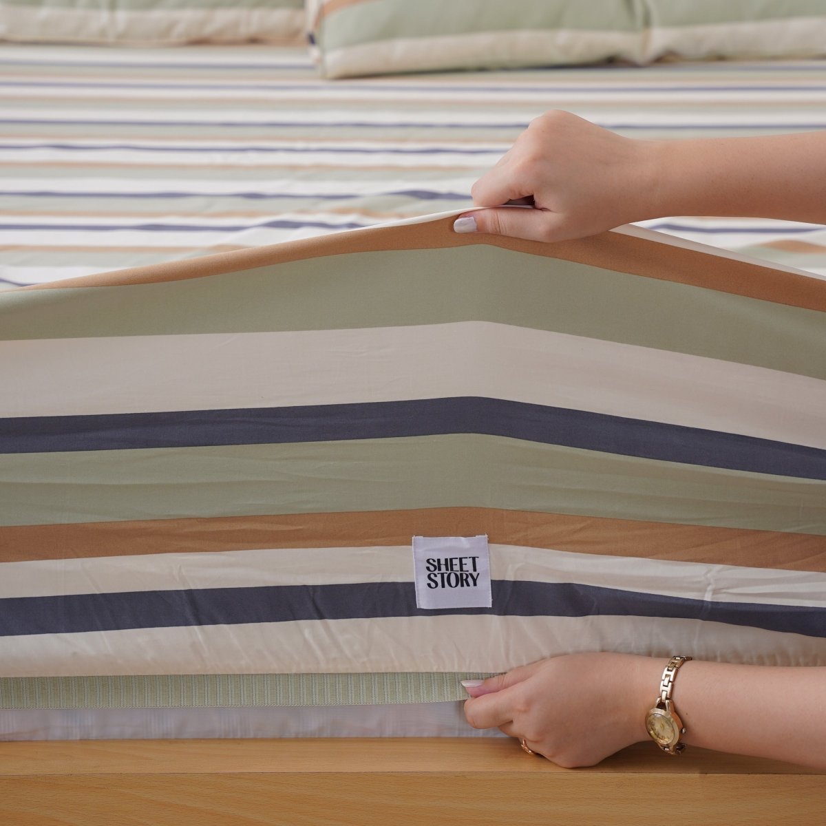 Ackly Bamboo - Harmony Stripe Fitted Sheet - SHEET STORY - 2