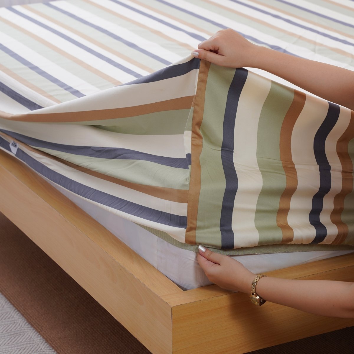 Ackly Bamboo - Harmony Stripe Fitted Sheet - SHEET STORY - 3