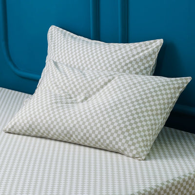 Ackly Bamboo - Sage Checkerboard Pillowcases Pair - SHEET STORY - 1