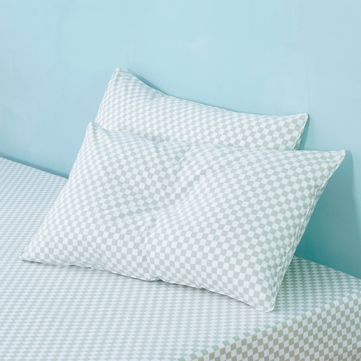 Ackly Bamboo - Sage Checkerboard Pillowcases x 2 - SHEET STORY - 3