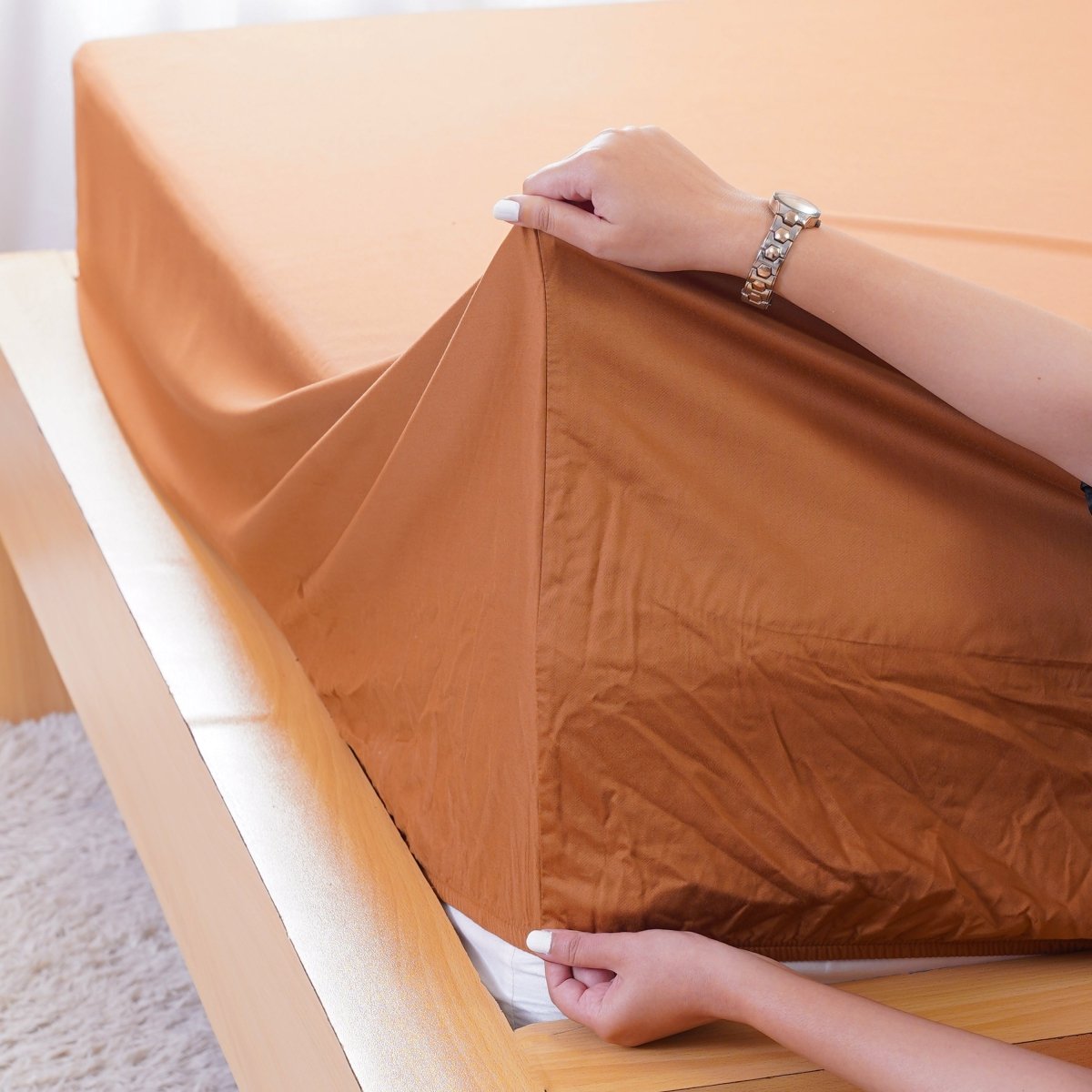 Ackly Bamboo - Terracotta Fitted Sheet - SHEET STORY - 2