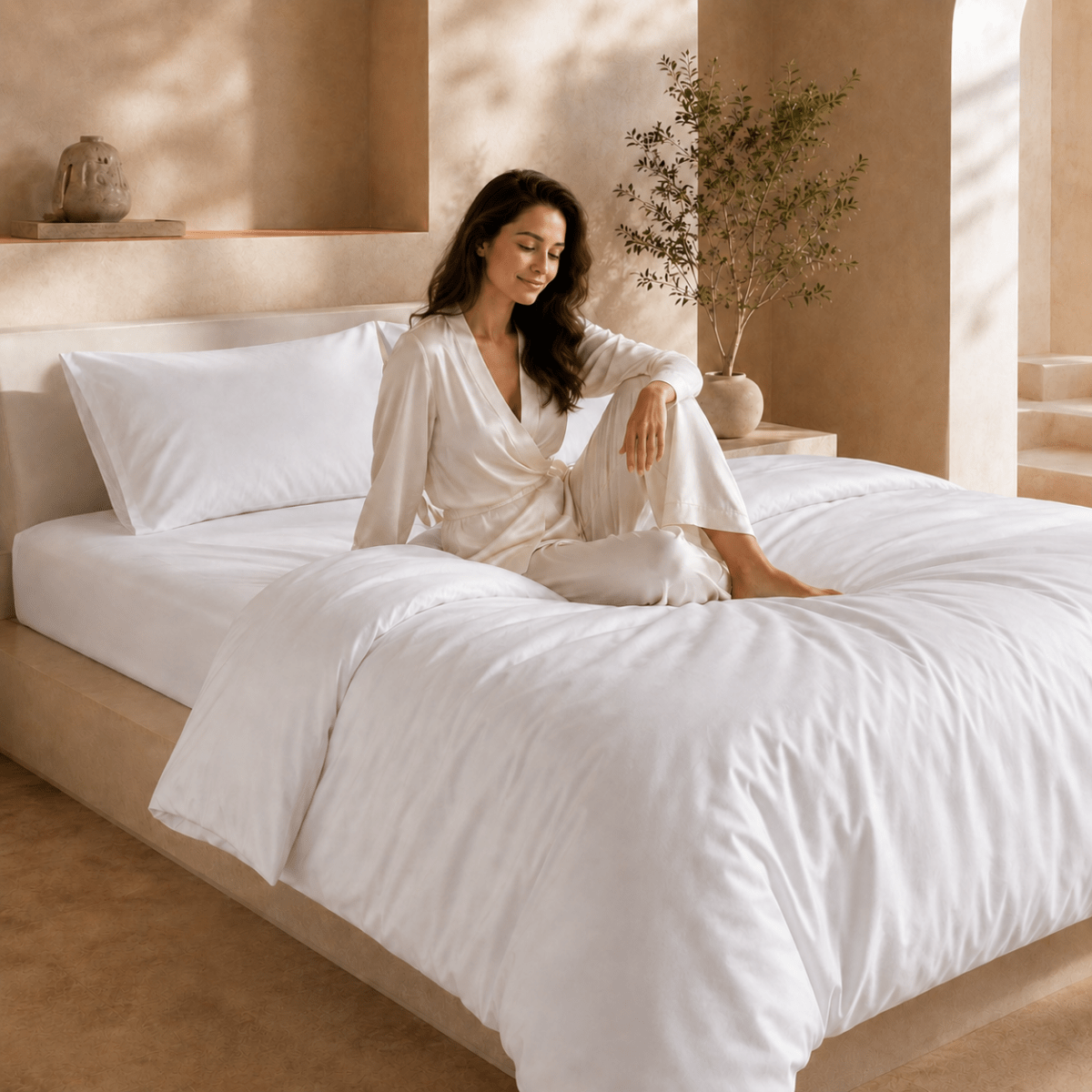 Ackly Bamboo - White Duvet Cover, Fitted Sheet & Pillowcases Set - SHEET STORY - 7