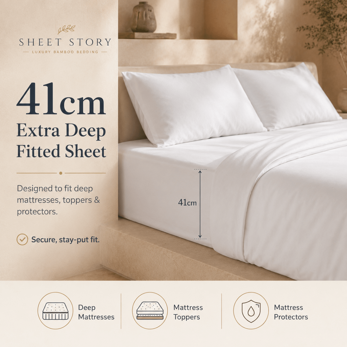 Ackly Bamboo - White Duvet Cover, Fitted Sheet & Pillowcases Set - SHEET STORY - 3