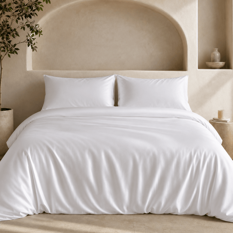 Ackly Bamboo - White Duvet Cover & Pillowcases Set - SHEET STORY - 1
