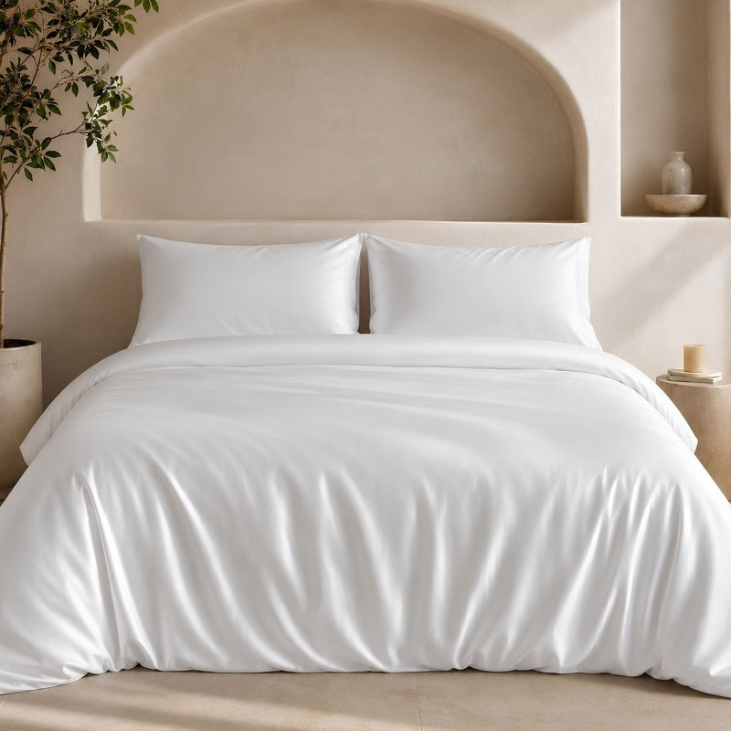 Ackly Bamboo White Duvet Cover Set - SHEET STORY - 1