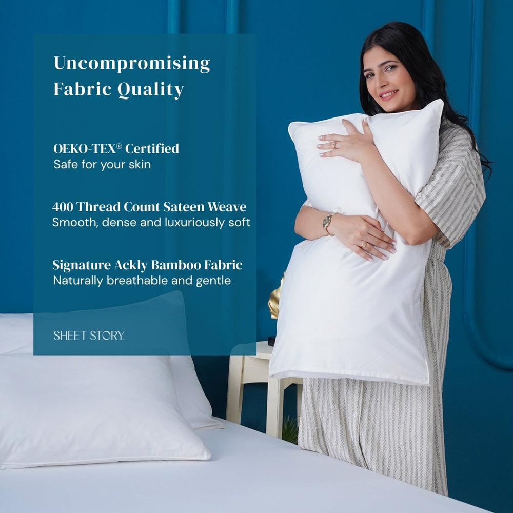 Ackly Bamboo - White Duvet Cover, Sheet & Pillowcases Set - SHEET STORY - 7