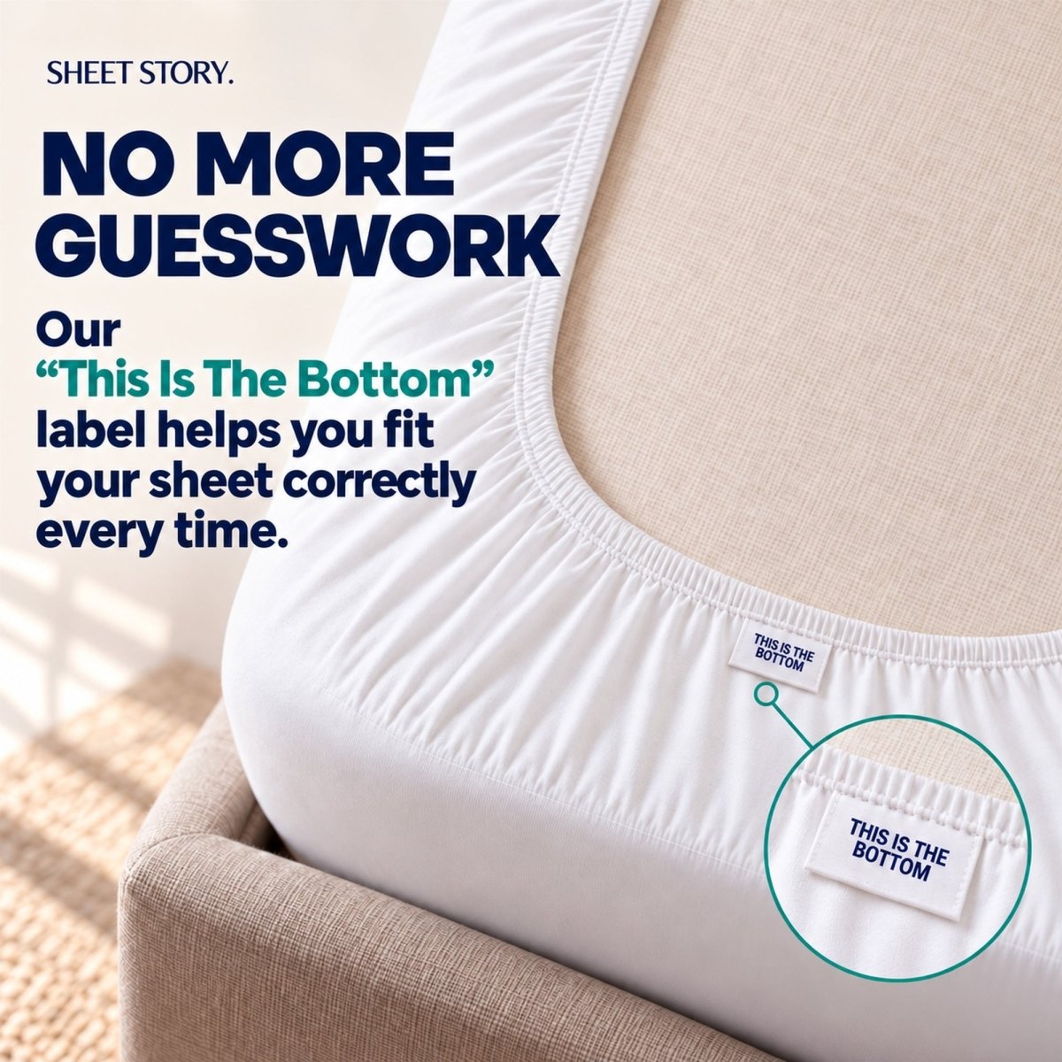 Ackly Bamboo - White Fitted Sheet - SHEET STORY - 4