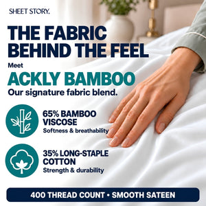 Ackly Bamboo - White Fitted Sheet - SHEET STORY - 5