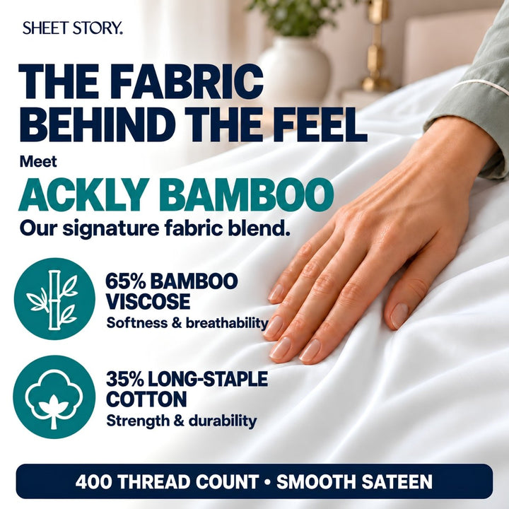 Ackly Bamboo - White Fitted Sheet - SHEET STORY - 5