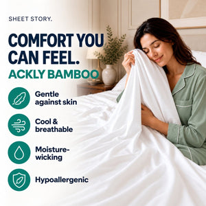Ackly Bamboo - White Fitted Sheet - SHEET STORY - 6