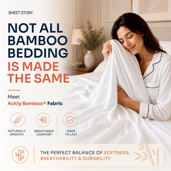 Ackly Bamboo - White Fitted Sheet - SHEET STORY - 3