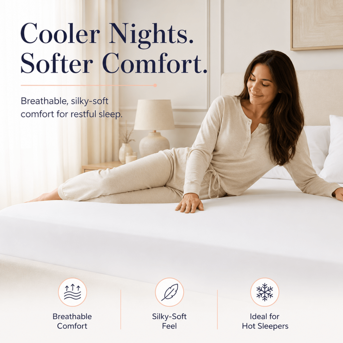 Ackly Bamboo - White Fitted Sheet - SHEET STORY - 3