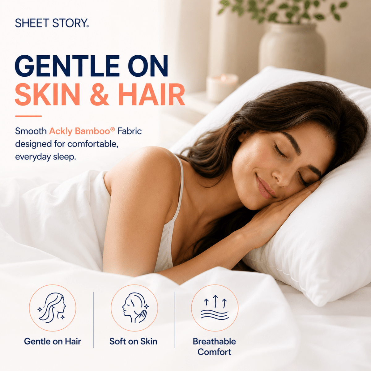 Ackly Bamboo - White Fitted Sheet - SHEET STORY - 4
