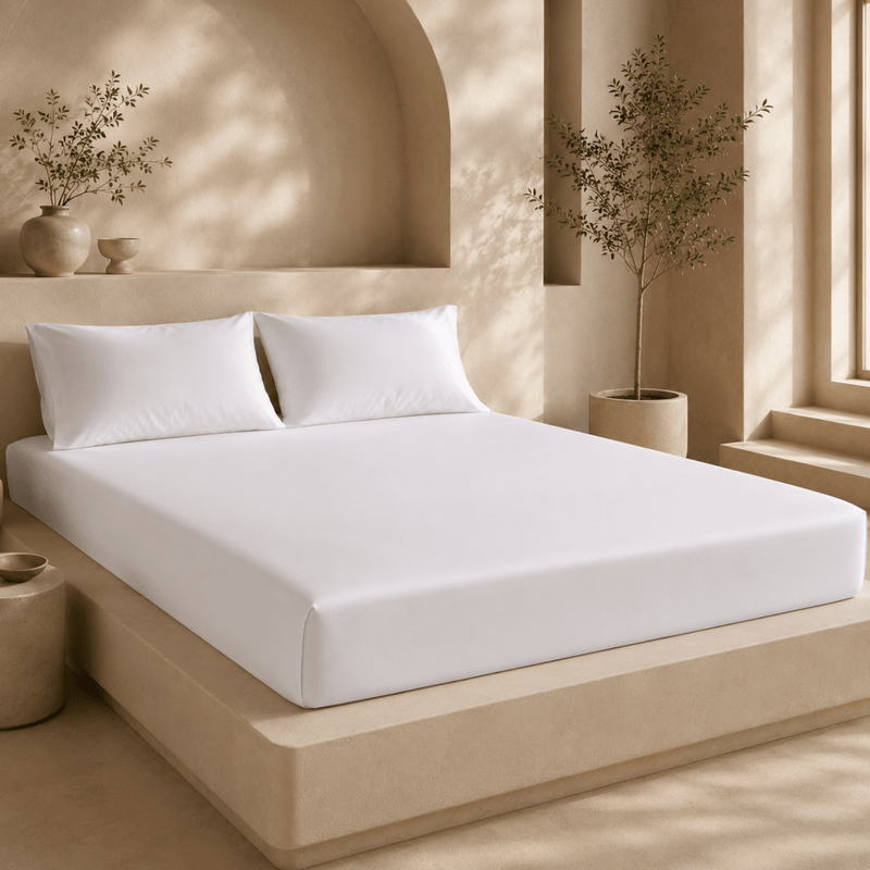 Ackly Bamboo - White Fitted Sheet - SHEET STORY - 1