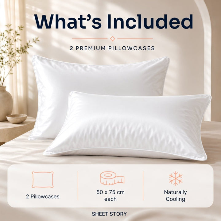 Ackly Bamboo - White Pillowcases Pair - SHEET STORY - 2