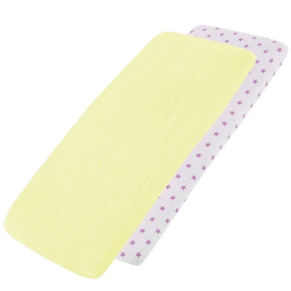 Crib Jersey Fitted Sheets 100% Cotton 40x90cm - Pack Of 2 - Fits All Models - SHEET STORY - 99