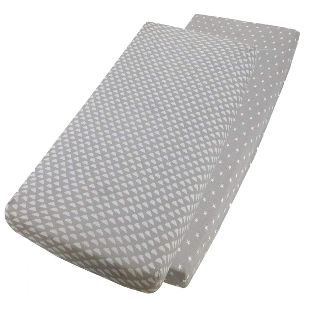 Crib Jersey Fitted Sheets 100% Cotton 40x90cm - Pack Of 2 - Fits All Models - SHEET STORY - 167