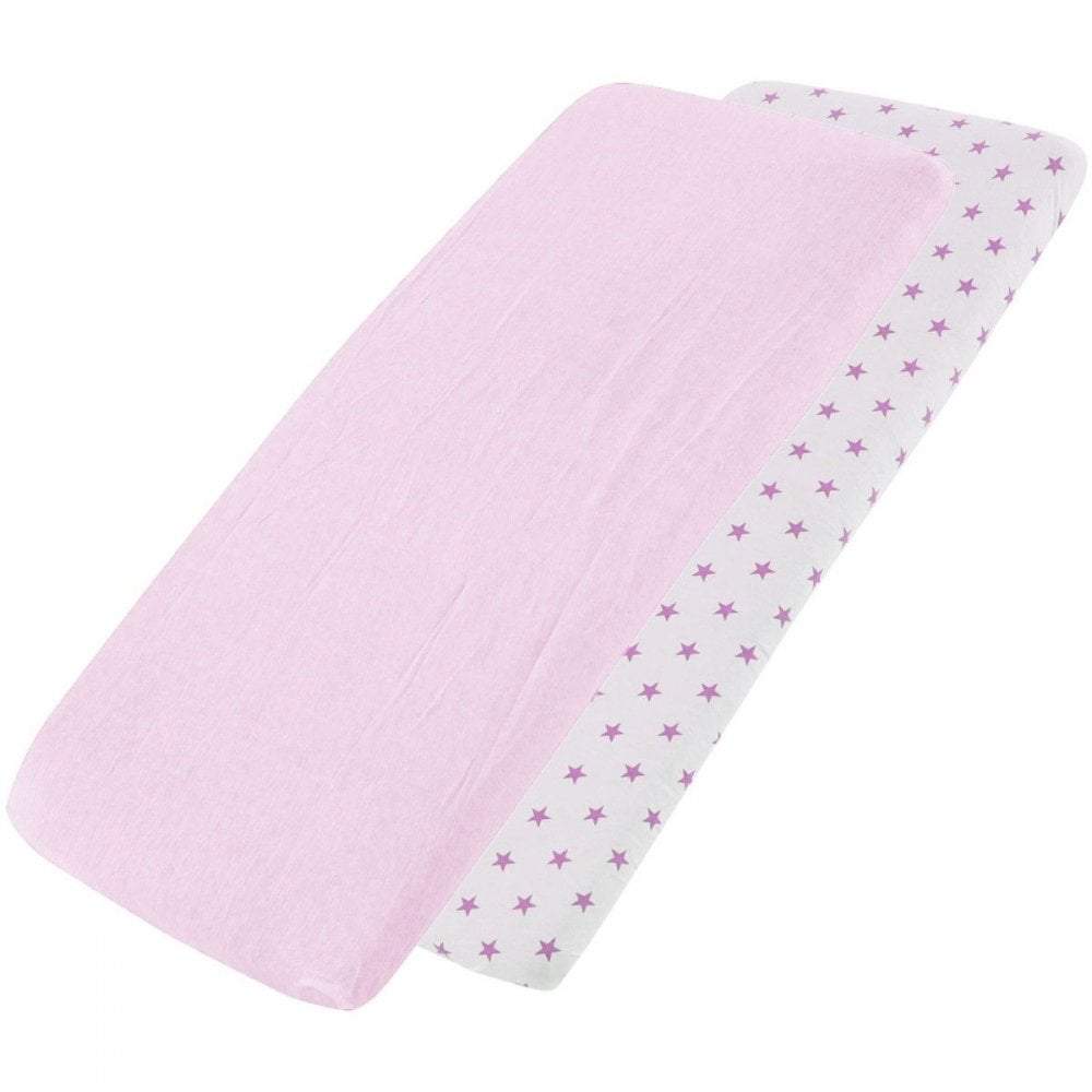 Crib Jersey Fitted Sheets 100% Cotton 40x90cm - Pack Of 2 - Fits All Models - SHEET STORY - 96