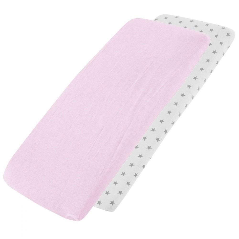Crib Jersey Fitted Sheets 100% Cotton 40x90cm - Pack Of 2 - Fits All Models - SHEET STORY - 63