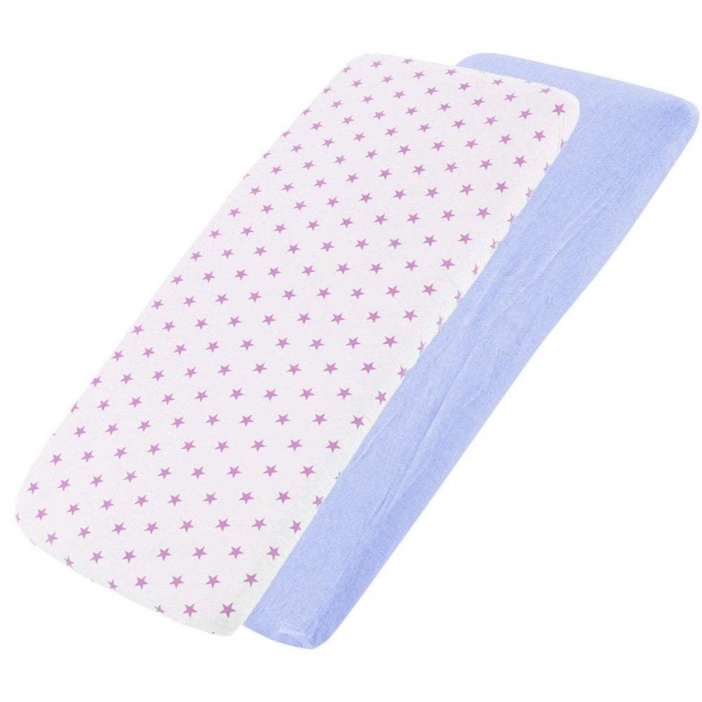 Crib Jersey Fitted Sheets 100% Cotton 40x90cm - Pack Of 2 - Fits All Models - SHEET STORY - 90