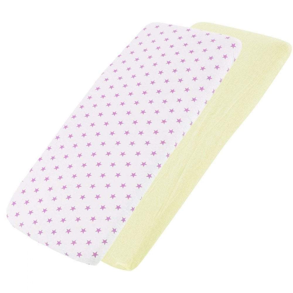 Crib Jersey Fitted Sheets 100% Cotton 40x90cm - Pack Of 2 - Fits All Models - SHEET STORY - 84