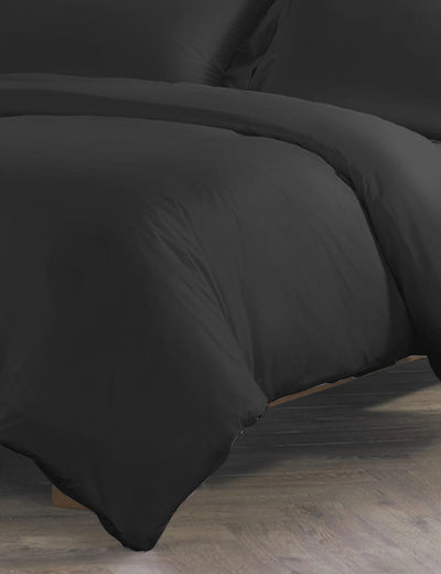 Pure Egyptian Cotton Duvet Cover Bed Set in Black
