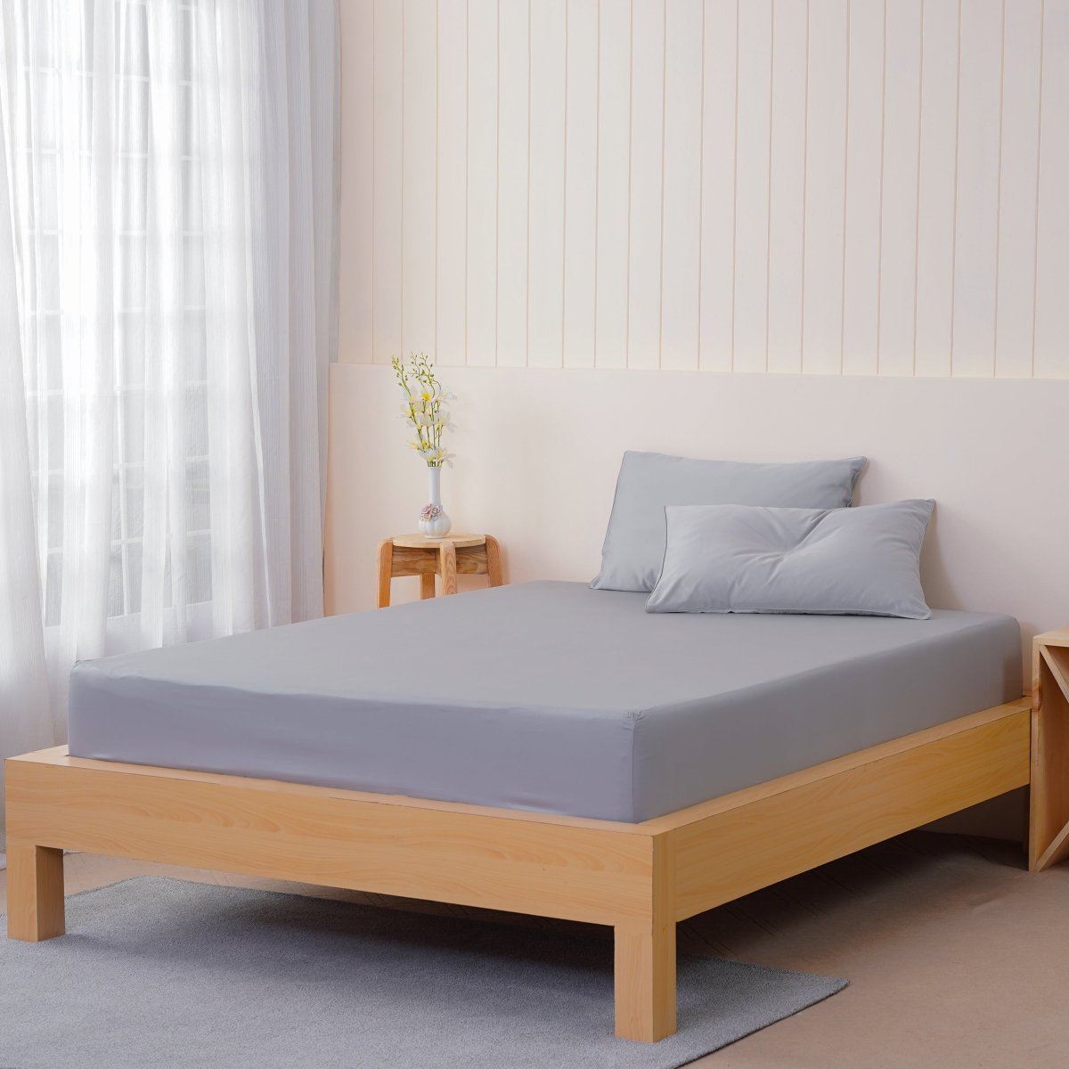Ella Cotton - Dove Grey Fitted Sheet - SHEET STORY - 1