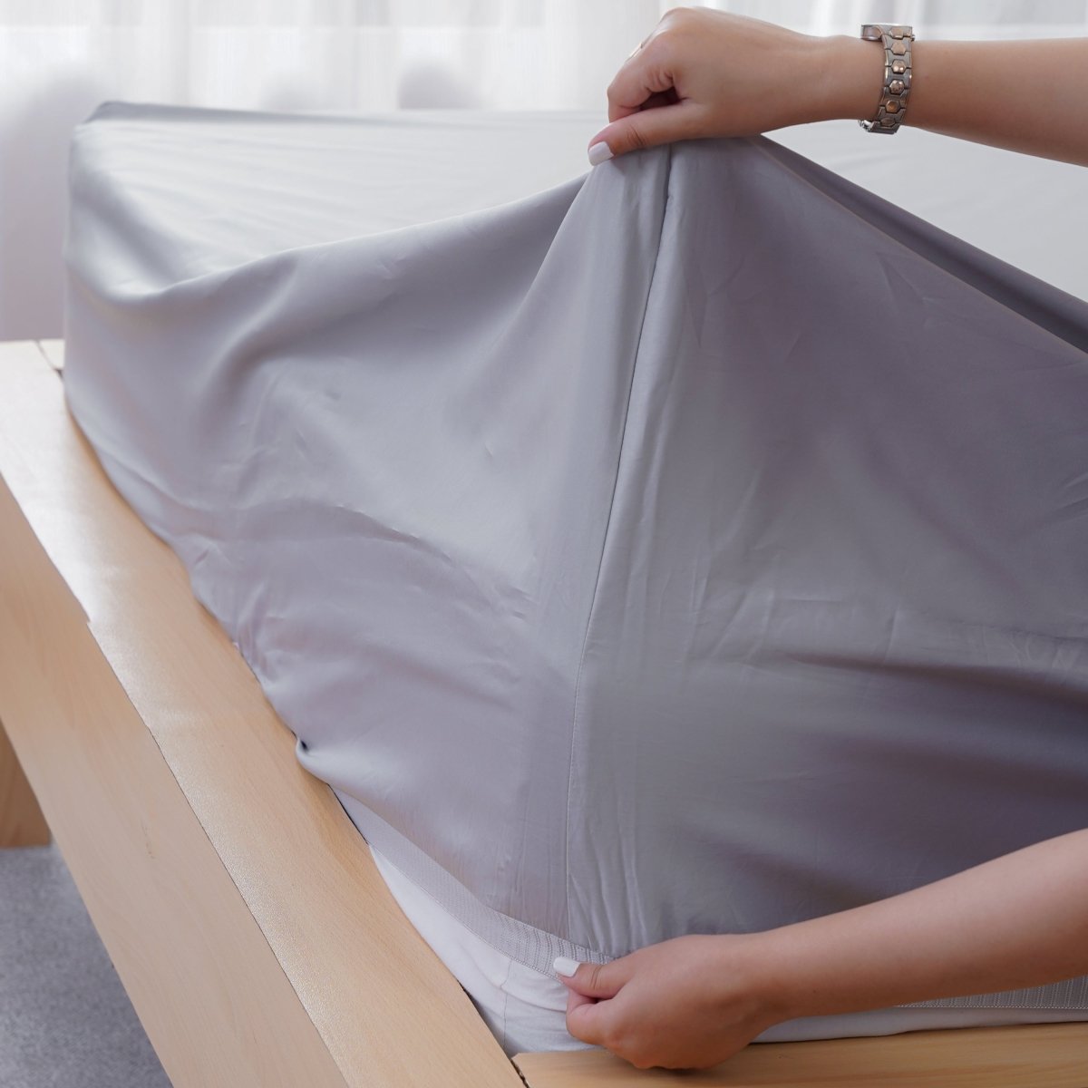 Ella Cotton - Dove Grey Fitted Sheet - SHEET STORY - 2