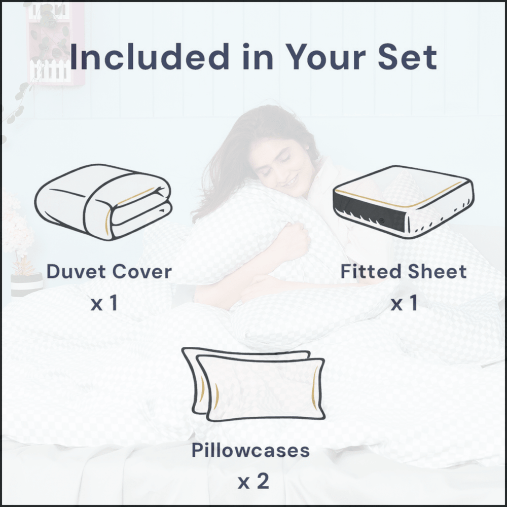 Ella Cotton - Gems Checkerboard Duvet Cover, Sheet & Pillowcases Set - SHEET STORY - 2