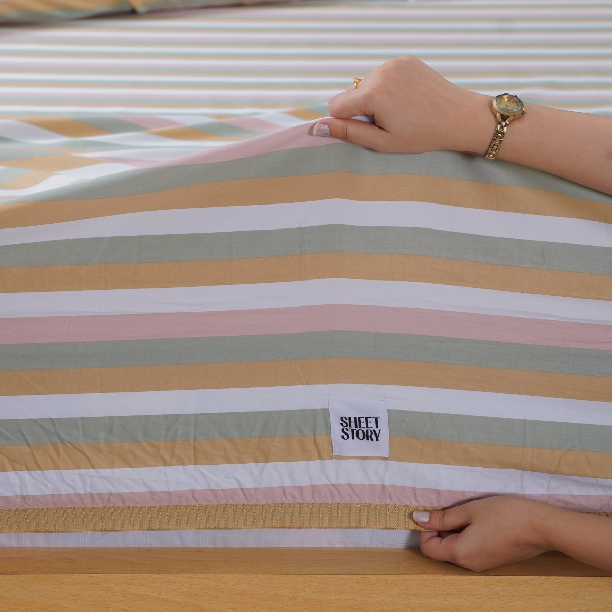 Ella Cotton - Serene Stripe Bedding Set - SHEET STORY - 5