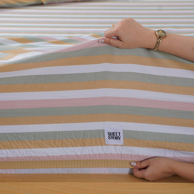 Ella Cotton - Serene Stripe Fitted Sheet - SHEET STORY - 5