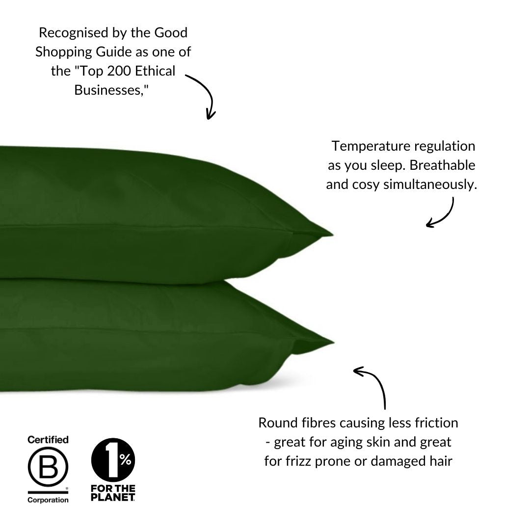 Eucalyptus Silk Pillowcase Pair in Forest Green (Best Seller) - SHEET STORY - 9