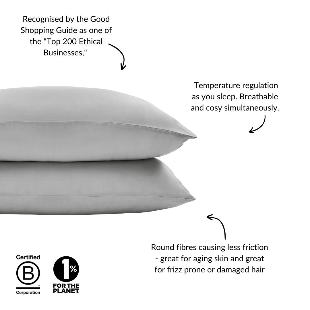 Eucalyptus Silk Pillowcase Pair in Grey (Best Seller) - SHEET STORY - 3