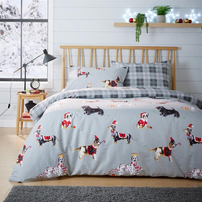 Festive Christmas Dogs Bedding - Reversible Duvet Cover Set - SHEET STORY - 3