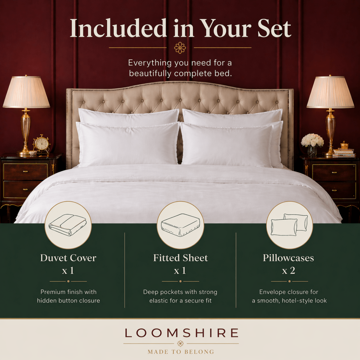 Loomshire Bamboo White Full Bedding Set - Edit 1