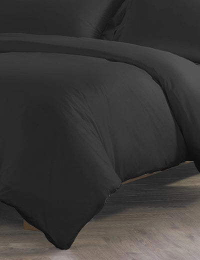 Pure Egyptian Cotton Duvet Cover Bed Set in Black - SHEET STORY - 2