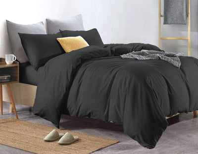 Pure Egyptian Cotton Duvet Cover Bed Set in Black - SHEET STORY - 1