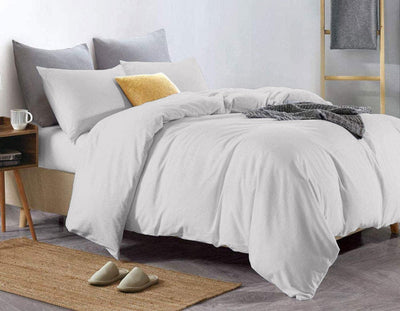 Pure Egyptian Cotton Duvet Cover Bed Set in Light Grey - SHEET STORY - 1