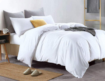 Pure Egyptian Cotton Duvet Cover Bed Set in Plain White - SHEET STORY - 1