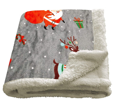 Santa Christmas Presents Bedding - Reversible Teddy Fleece Duvet Cover Set in Faux Fur - SHEET STORY - 2